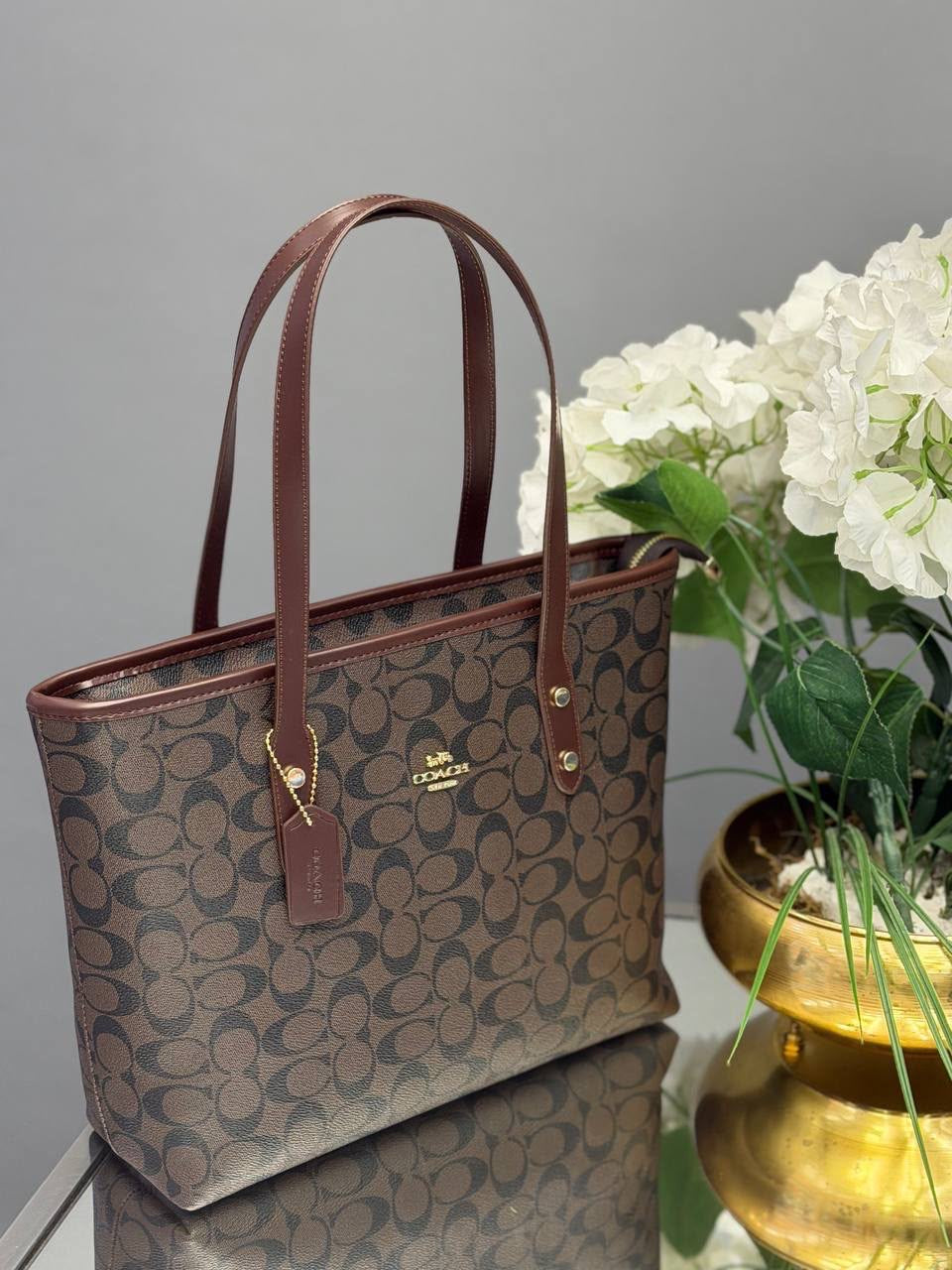 Elegant Brown Monogram Tote Bag