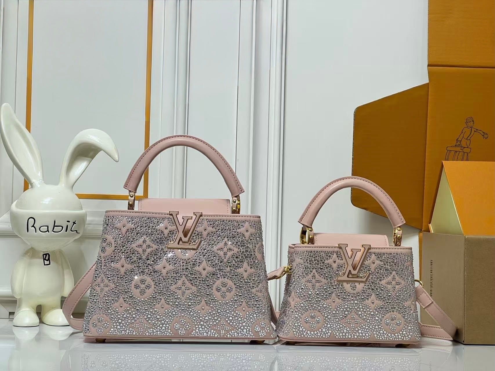 Blush Crystal Top Handle Bag