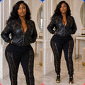 Luxury-Inspired Black Two-Piece Tracksuit