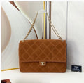 Caramel Quilted Flap Shoulder Bag